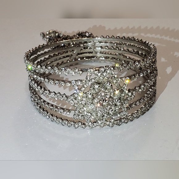 Vtg. Statement Rhinestones Bangle - Picture 4 of 10